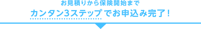 お見積りから保険開始まで カンタン3ステップでお申込み完了！