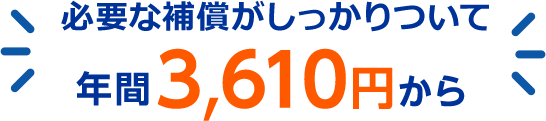 必要な補償がしっかりついて年間3,610円から